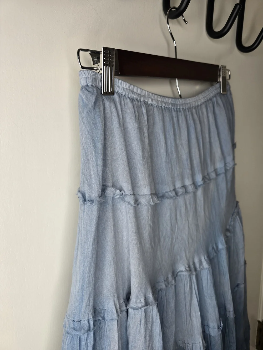 Planet Gold Blue Ombre Tiered Maxi Skirt